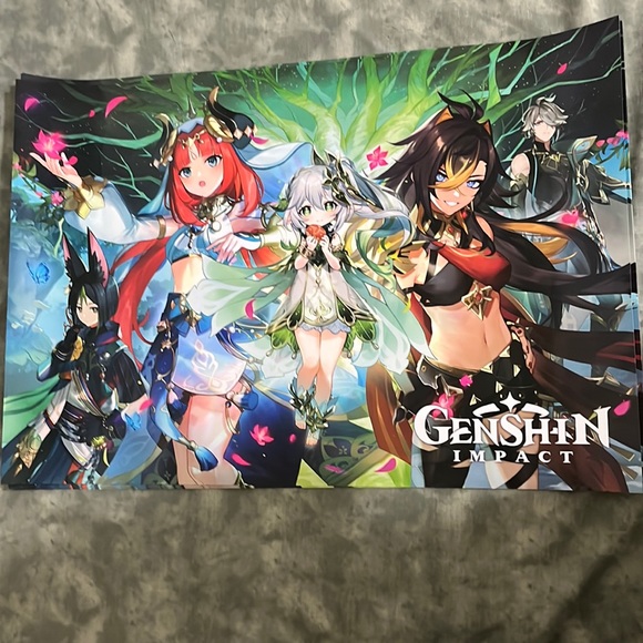 GENSHIN IMPACT Bundle: Limited Edition anime movie poster+ BOTH Tote Bags, Cards - Picture 2 of 14
